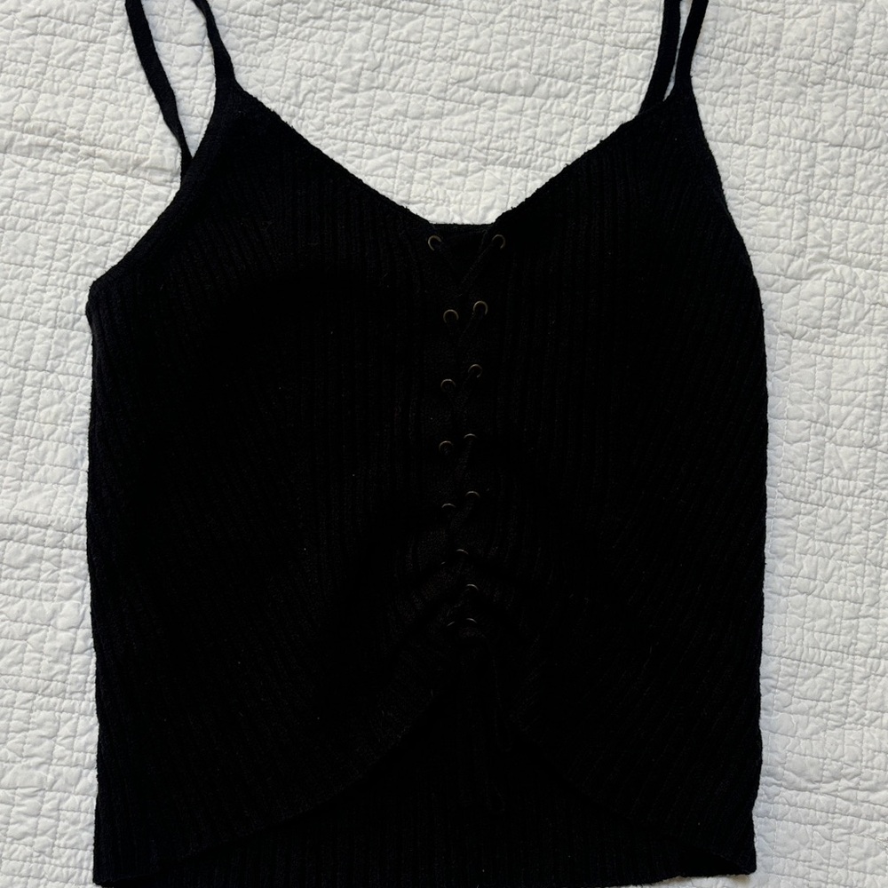 American Eagle Outfitters Black Lace-Up Camisole